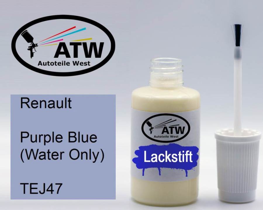 Renault, Purple Blue (Water Only), TEJ47: 20ml Lackstift, von ATW Autoteile West.